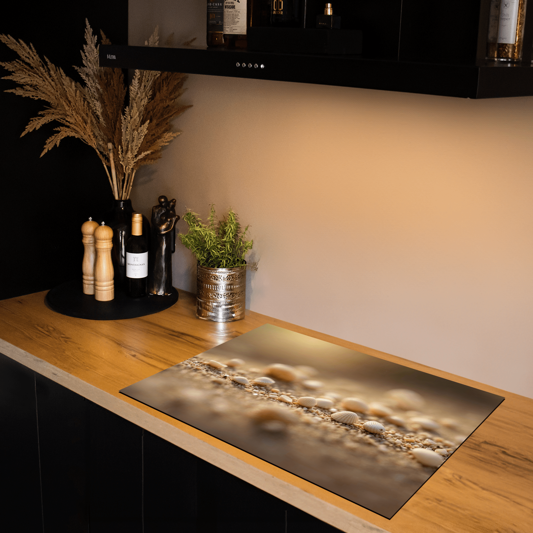 Inductiebeschermer - Zee & Strand - Rustig - Gouden Schelpen - Inductiebeschermer