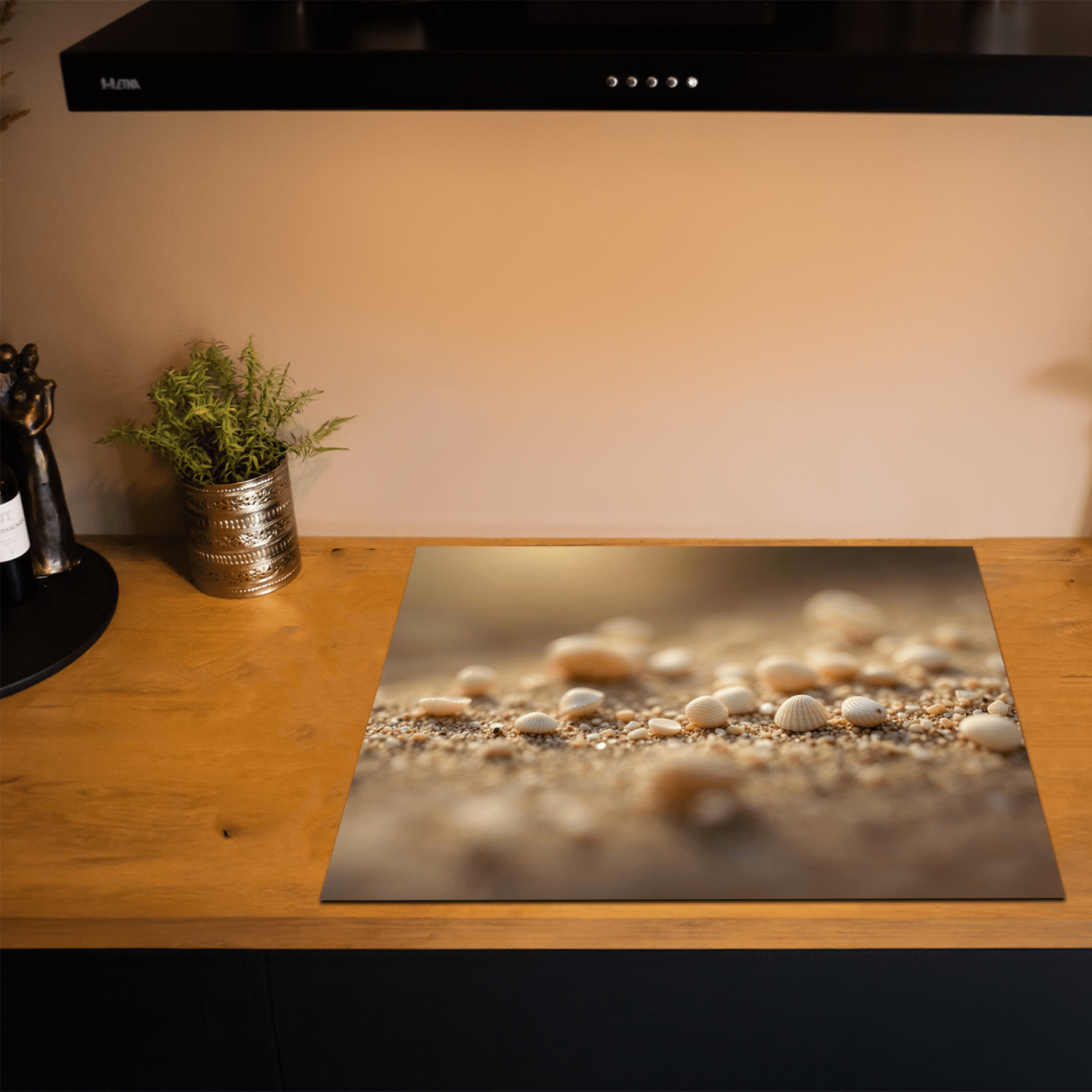 Inductiebeschermer - Zee & Strand - Rustig - Gouden Schelpen - Inductiebeschermer