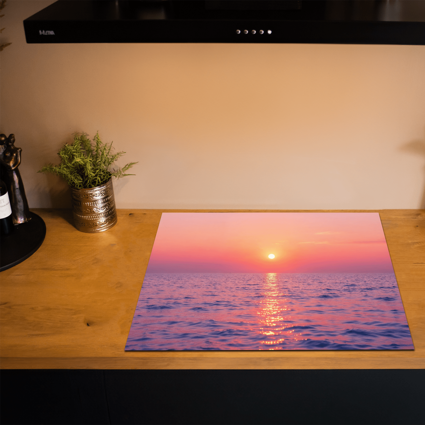 Inductiebeschermer - Zee & Strand - Rustig - Roze Horizon - Inductiebeschermer