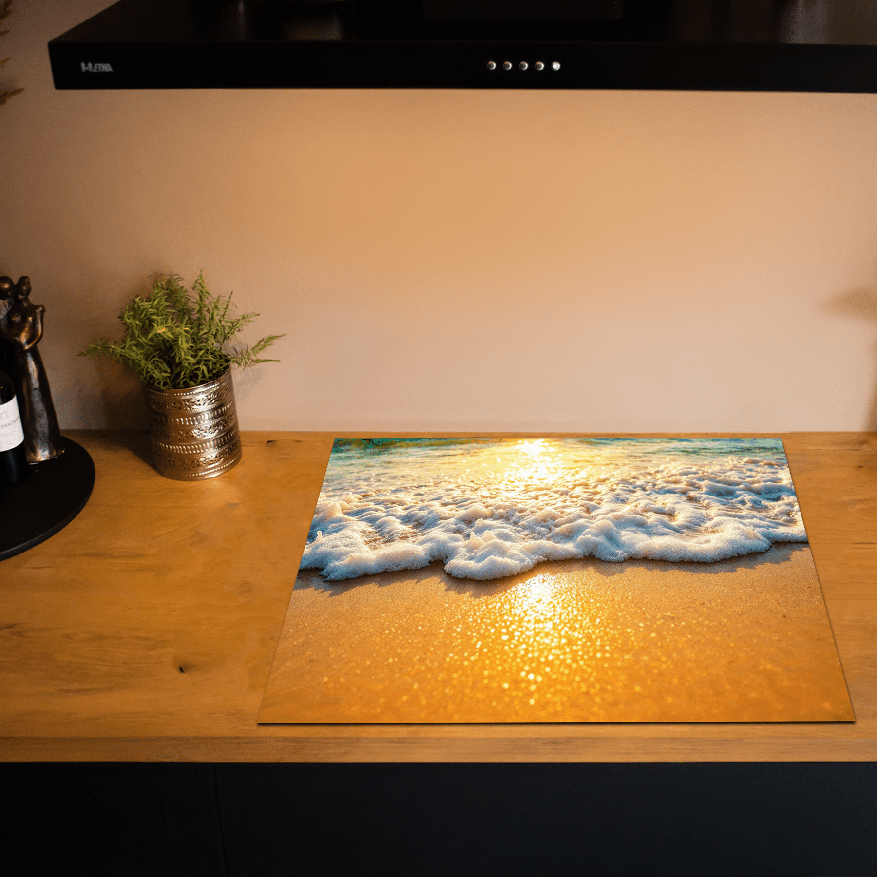 Inductiebeschermer - Zee & Strand - Zon - Schuimende Golven - Inductiebeschermer