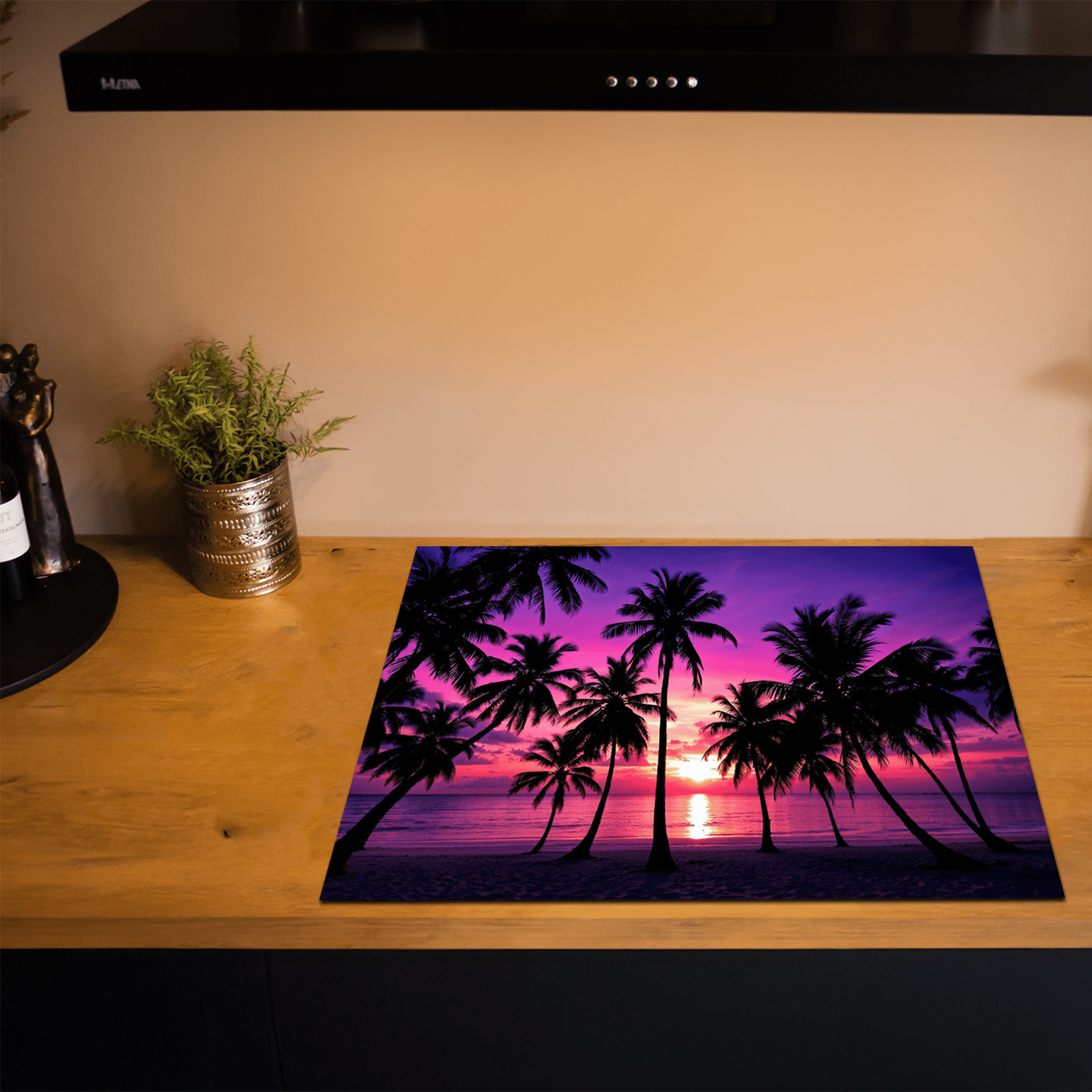 Inductiebeschermer - Zee & Strand - Paars - Tropische Zonsondergang - Inductiebeschermer