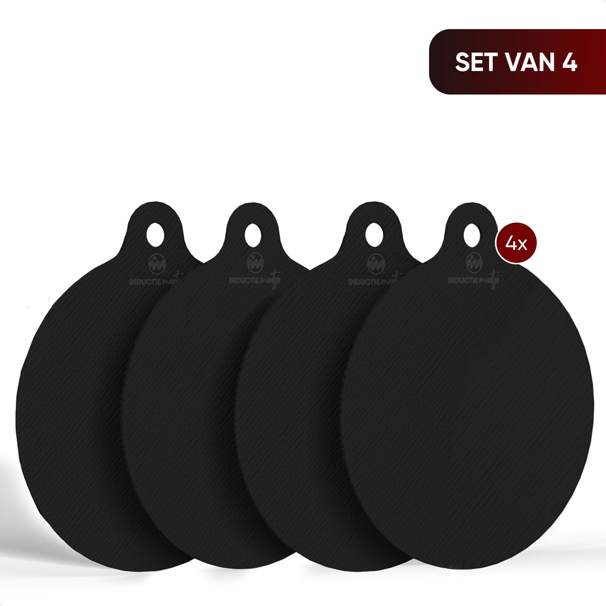 Inductie matjes set van 4 - Zwart - 4xØ25cm - Inductie kookmatten