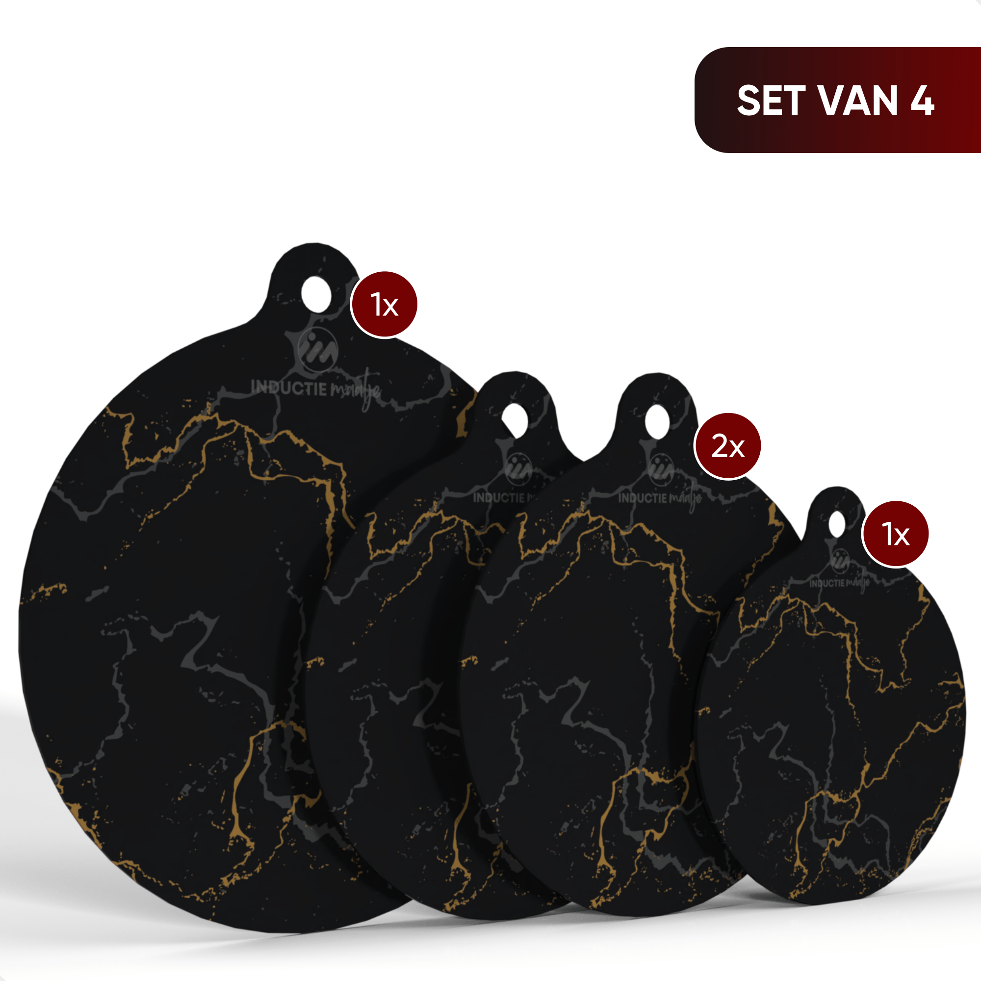 Inductie matjes set van 4 - Marmer Design - Diverse maten - Inductie kookmatten
