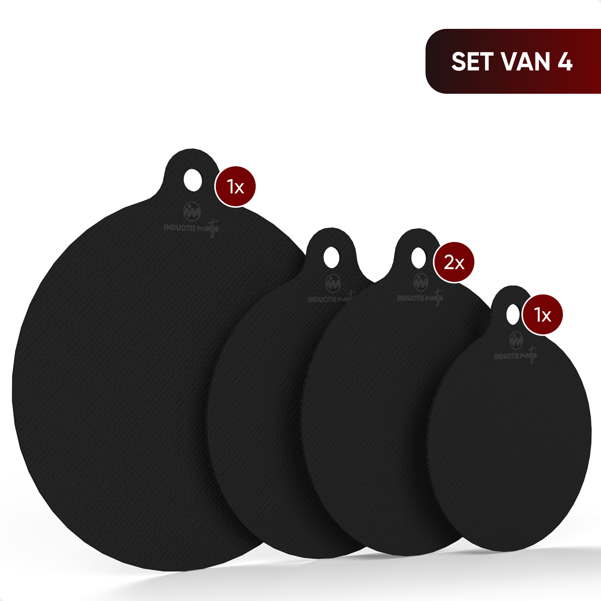 Inductie matjes set van 4 - Zwart - Diverse maten - Inductie kookmatten