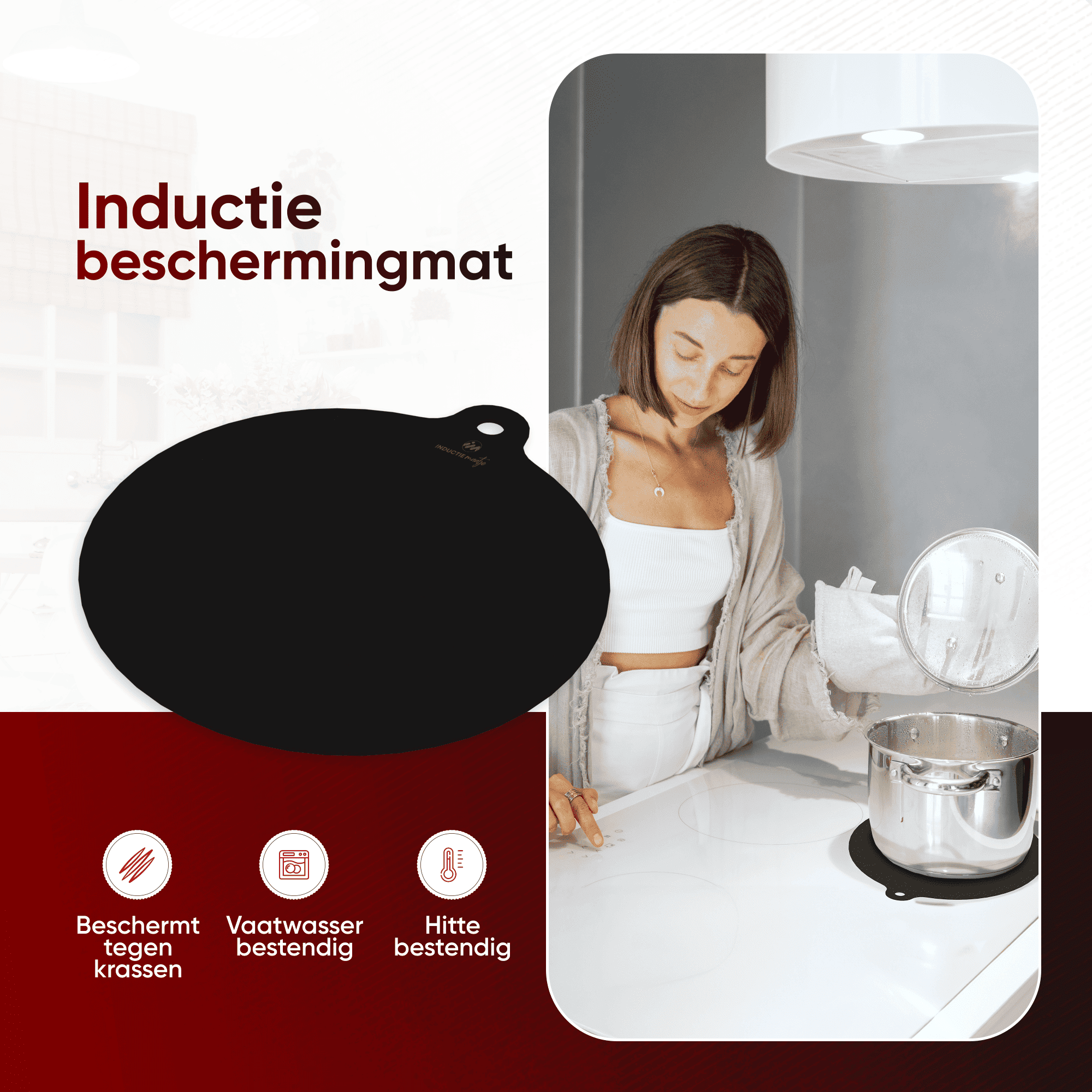 Induktionsmatten-Set mit 4 Stück – Schwarz – Verschiedene Größen