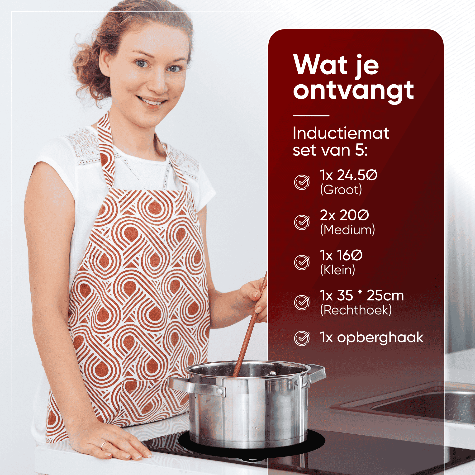 Induktionsmatten-Set mit 5 Stück – Schwarz – Verschiedene Größen + Rechteck