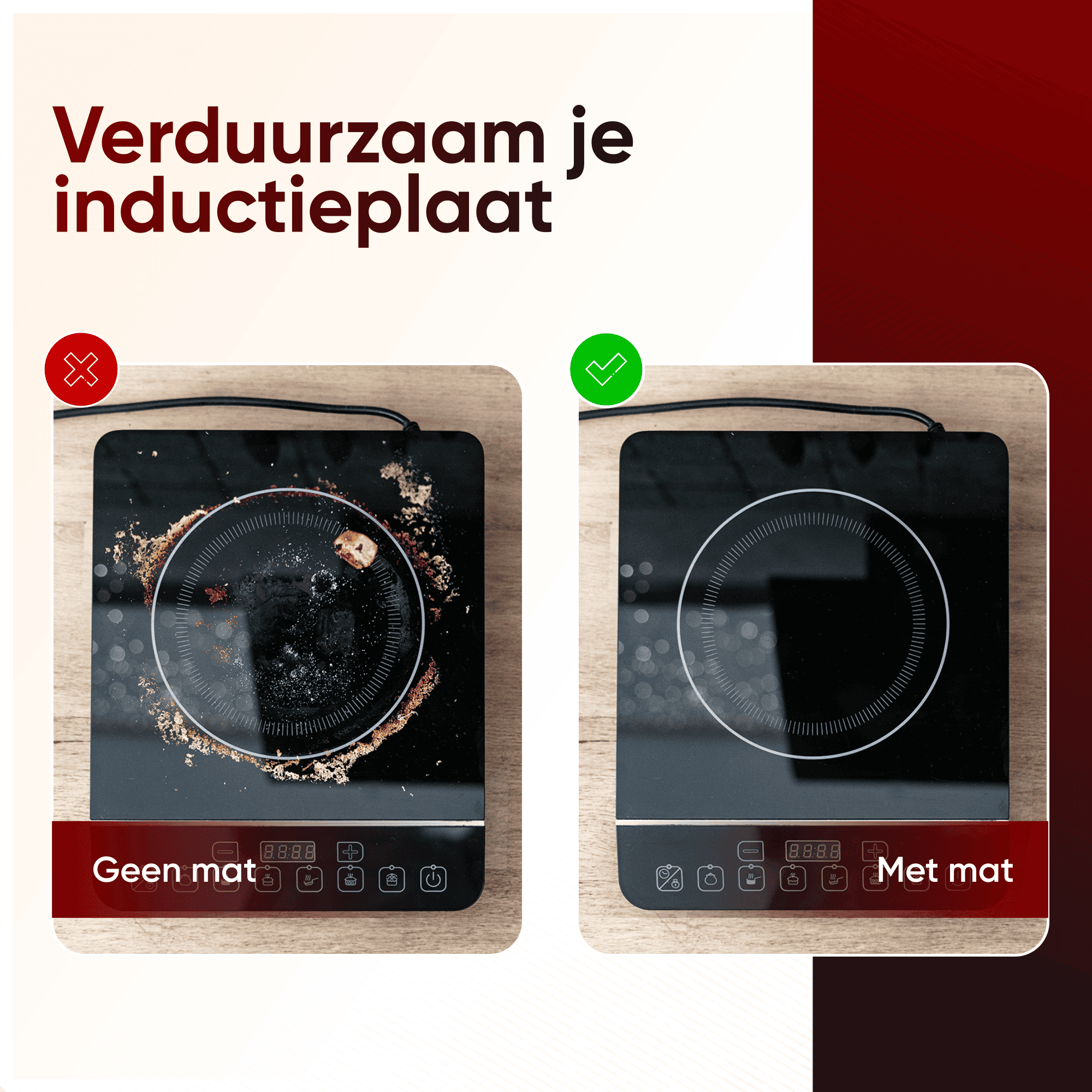 Induktionsmatten-Set mit 4 Stück – Schwarz – Verschiedene Größen