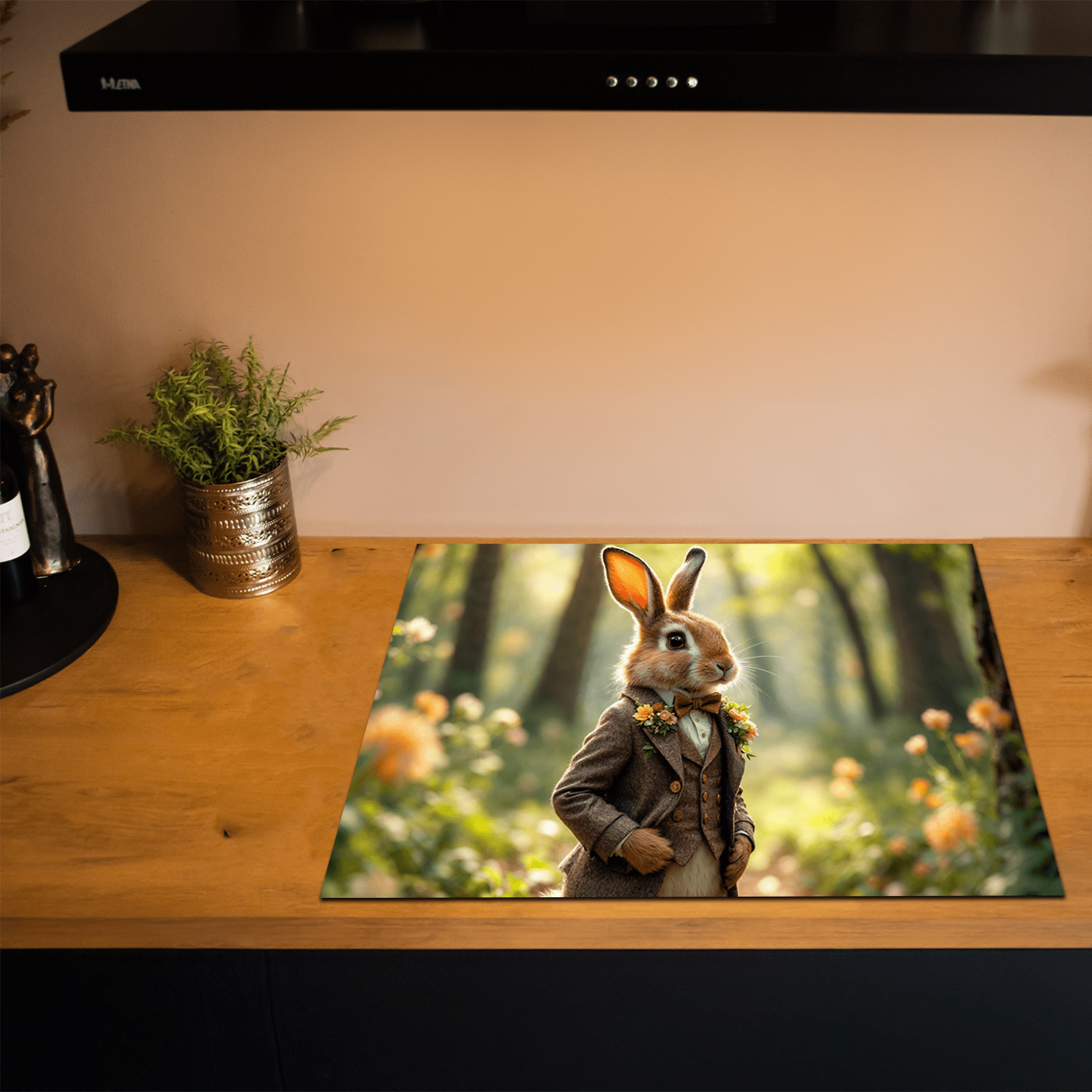 Inductiebeschermer - Dieren portretten - Elegante haas - Inductiebeschermer