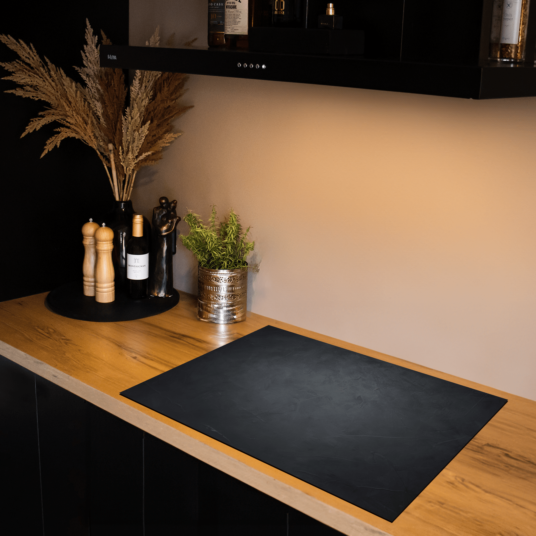 Inductiebeschermer - Beton - Textuur - Zwart - Midnight Concrete - Inductiebeschermer
