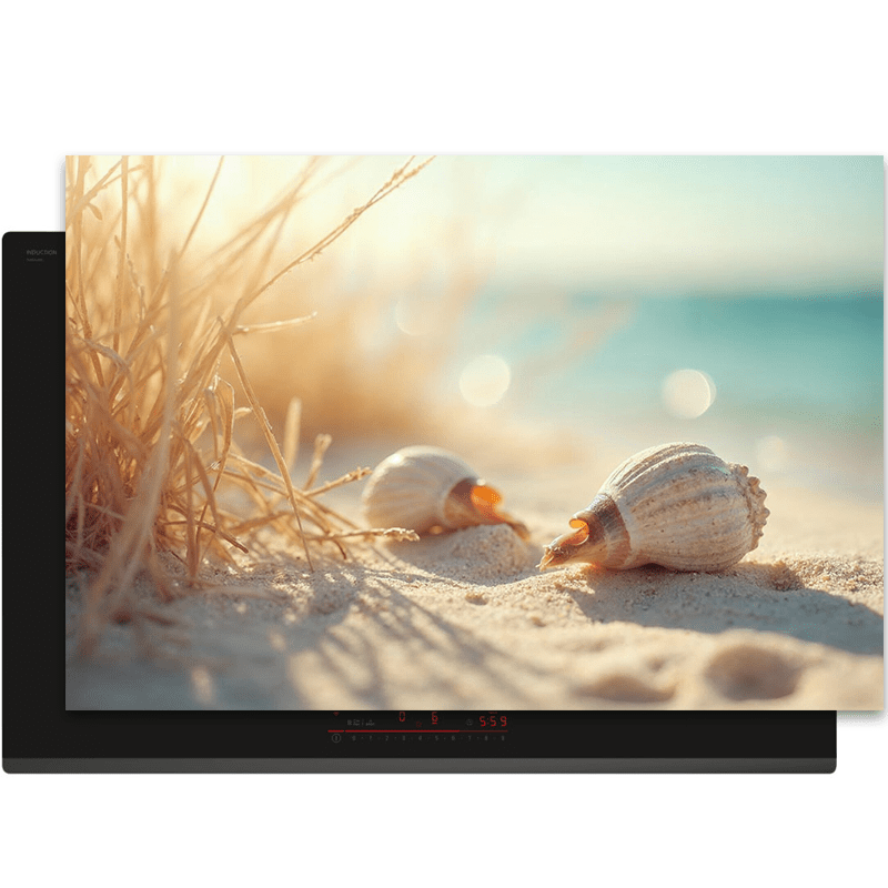 Inductiebeschermer - Zee & Strand - Stralend - Licht op Strandschelpen - Inductiebeschermer