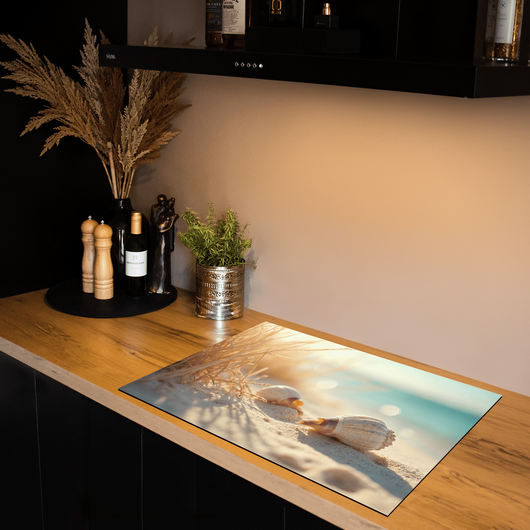 Inductiebeschermer - Zee & Strand - Stralend - Licht op Strandschelpen - Inductiebeschermer