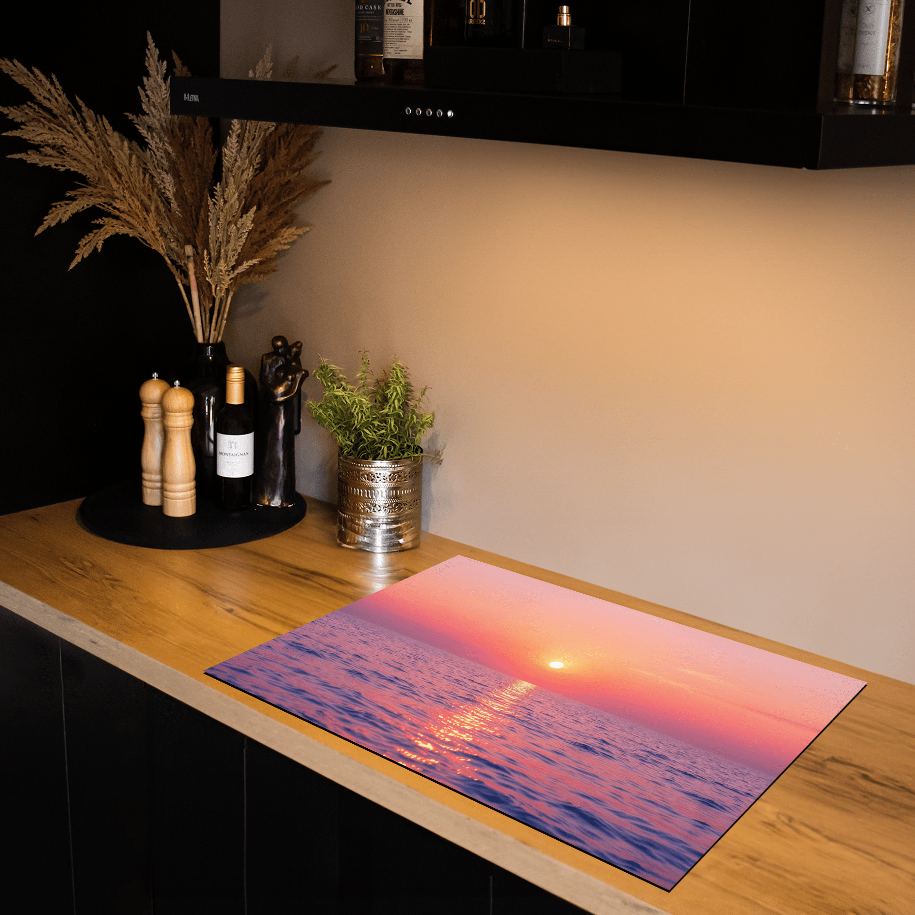 Inductiebeschermer - Zee & Strand - Rustig - Roze Horizon - Inductiebeschermer