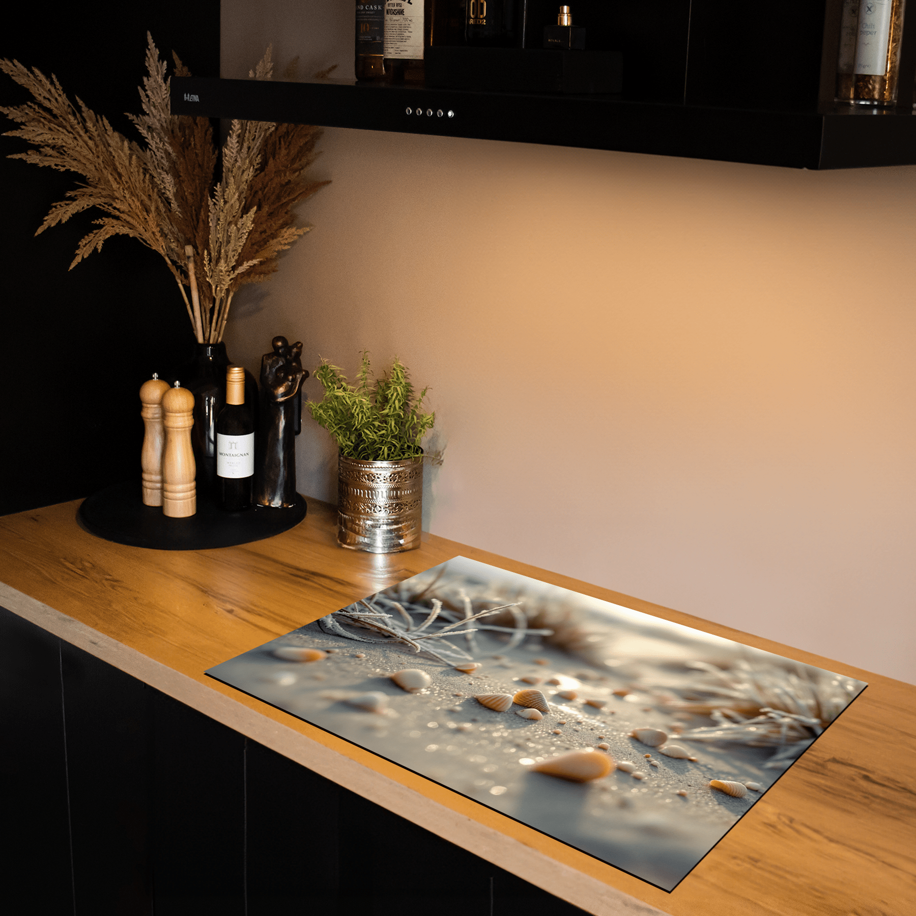 Inductiebeschermer - Zee & Strand - Korrels - Schelpen in het Zand - Inductiebeschermer