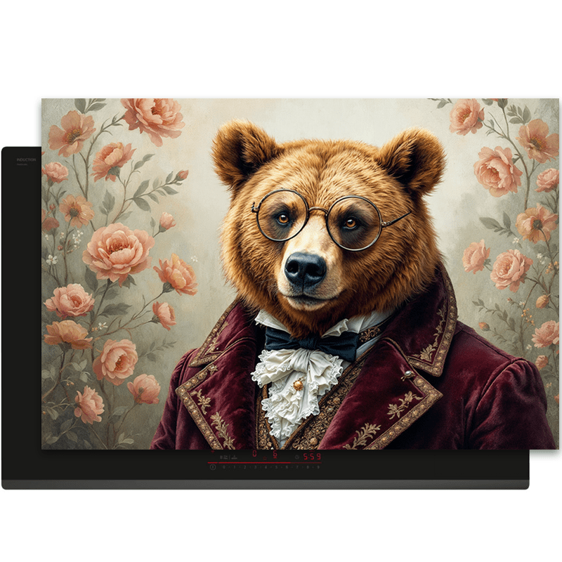Inductiebeschermer - Dieren portretten - Beer met smoking - Inductiebeschermer