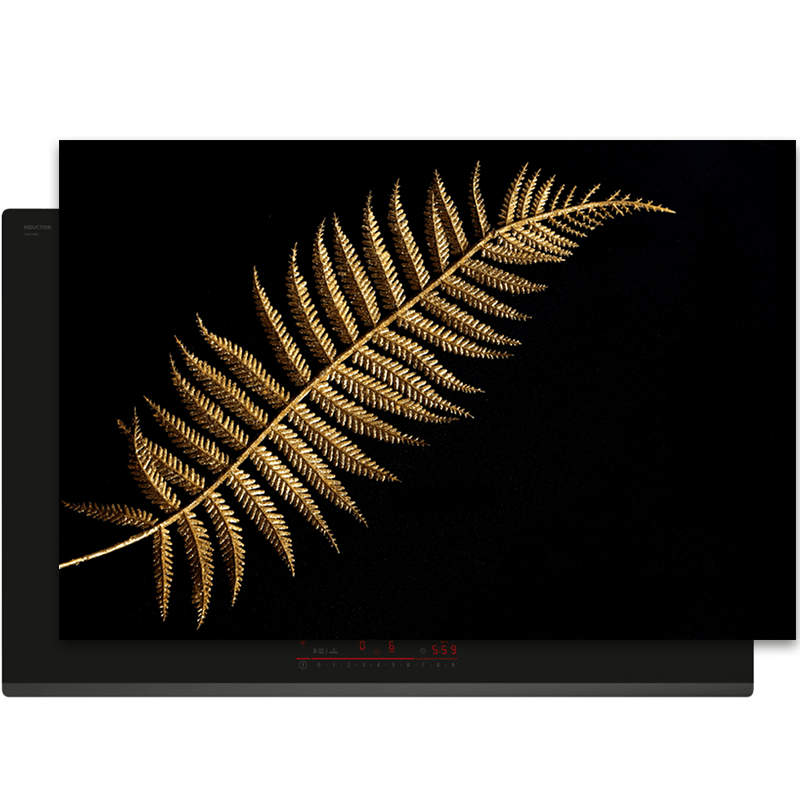 Inductiebeschermer - Black & Gold - Groot blad - Zwart - Inductiebeschermer