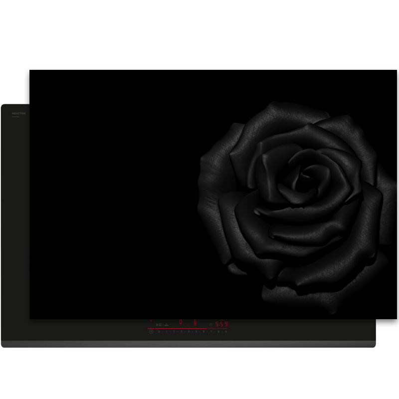 Inductiebeschermer - Bloemen - Roos - Zwart - Inductie Maatje