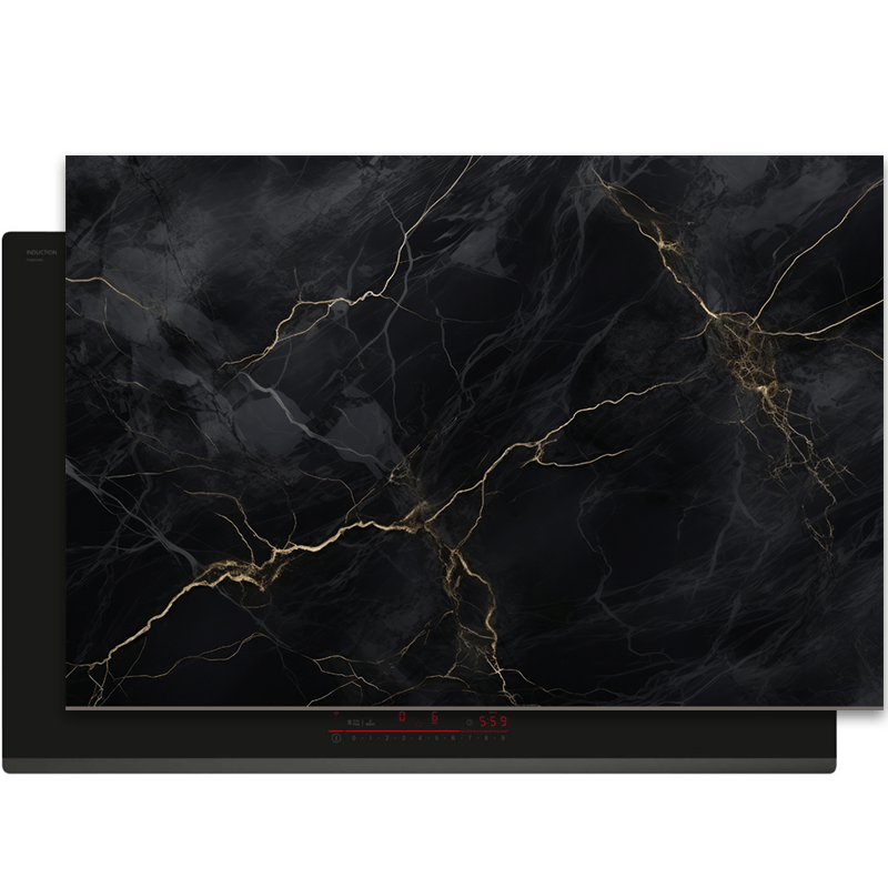 Inductiebeschermer - Marmer - Natuurlijk - Textuur - Zwart - Inductiebeschermer