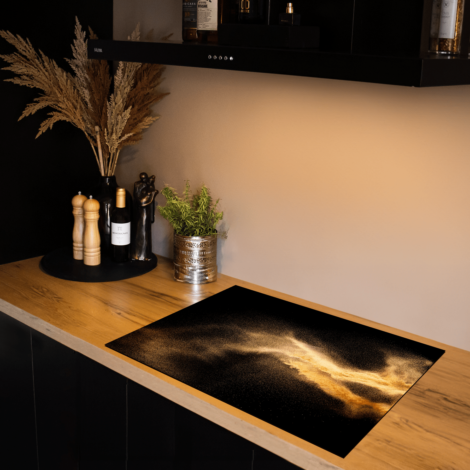 Inductiebeschermer - Black & Gold - Splash - Zand explosie - Inductiebeschermer