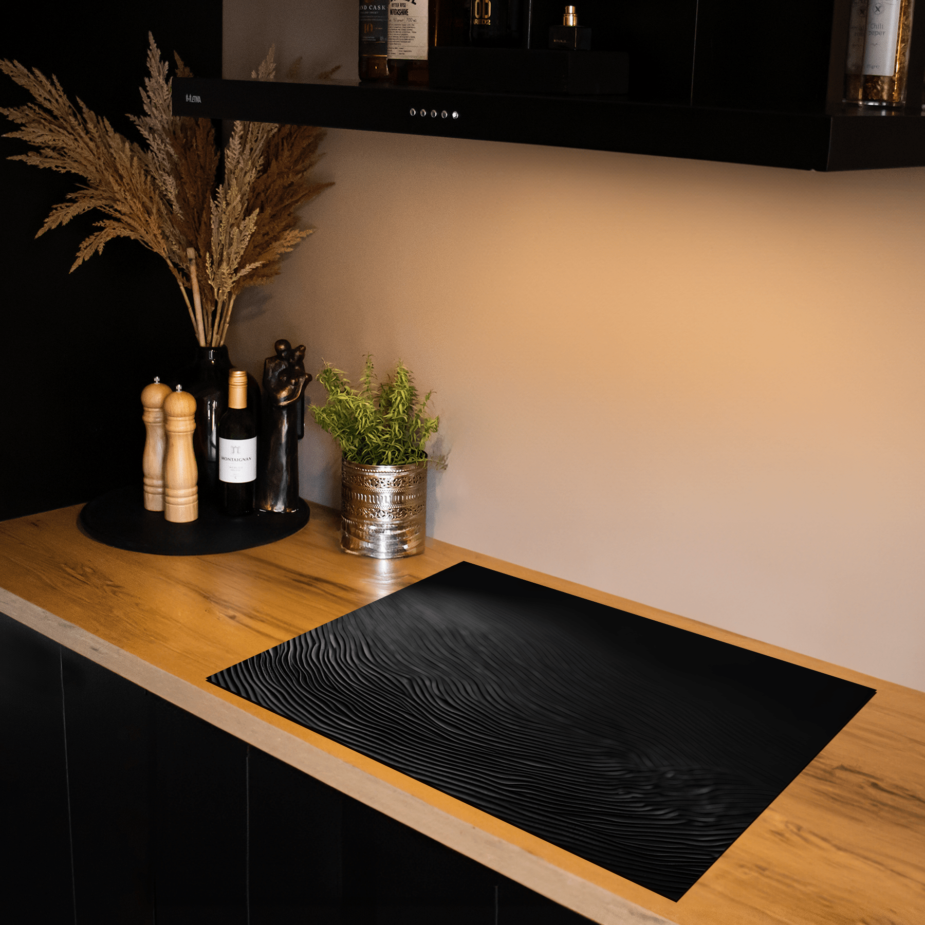 Inductiebeschermer - Abstract - Titanium - Zwart - Inductie Maatje