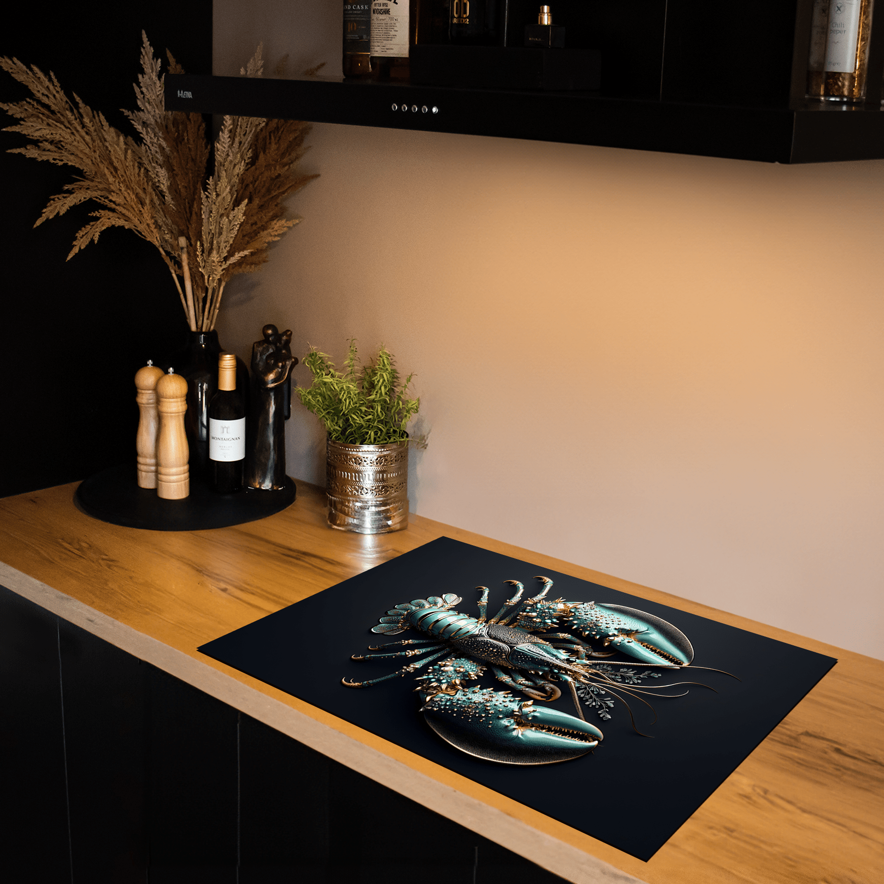 Inductiebeschermer - Black & Gold - Blauw - Luxe - Kreeft - Inductiebeschermer