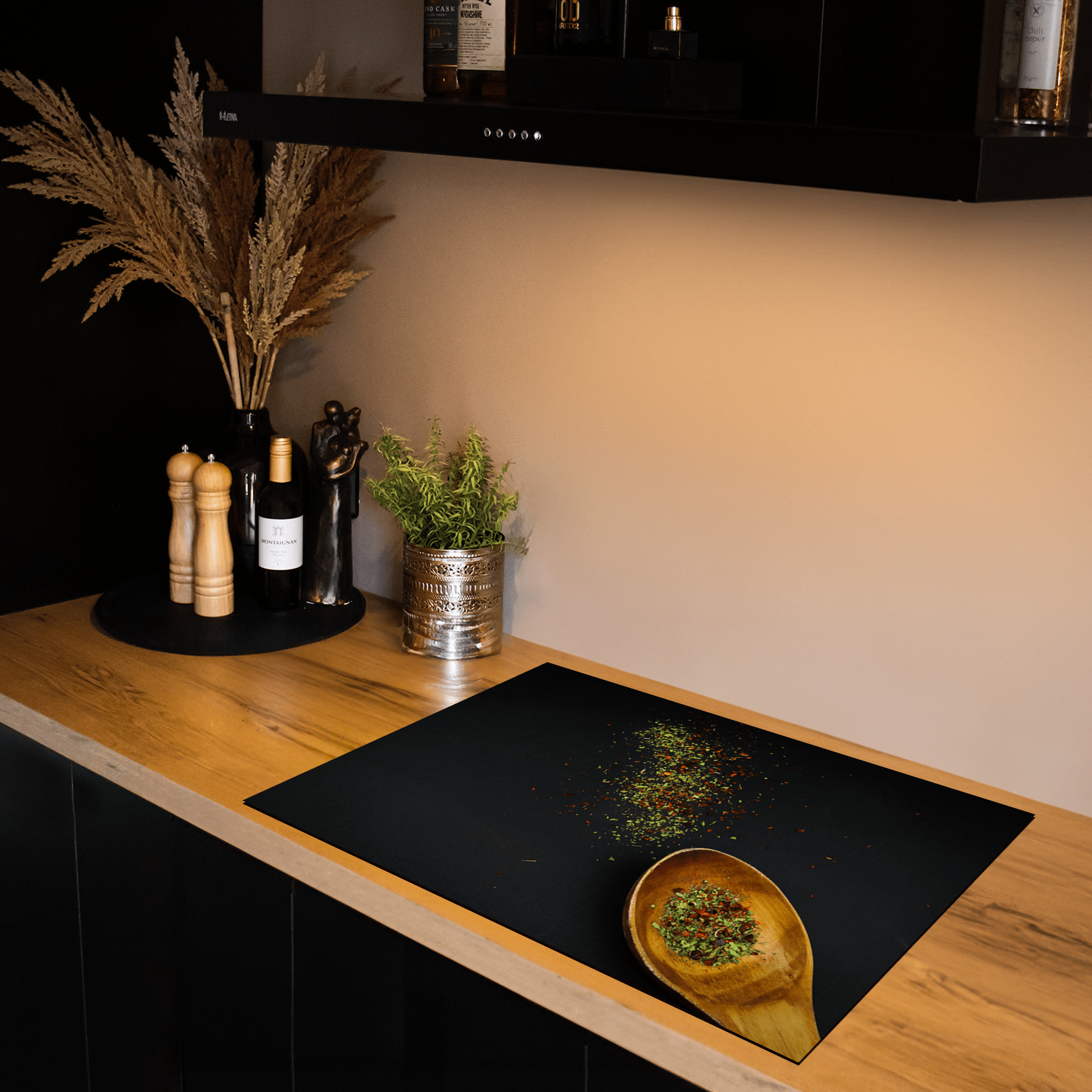 Inductiebeschermer - Kruiden en specerijen - Keuken - Rustiek - Blauw - Inductie Maatje