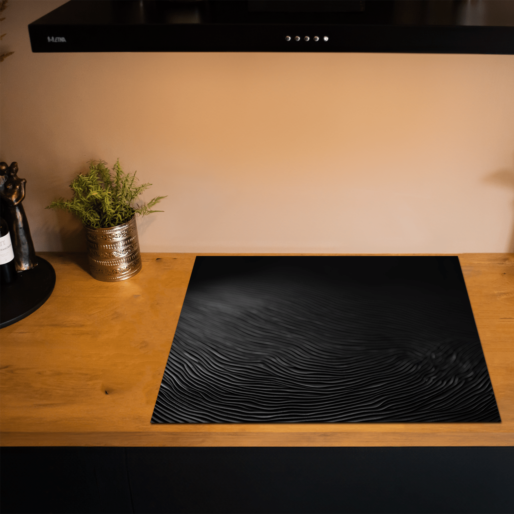 Inductiebeschermer - Abstract - Titanium - Zwart - Inductie Maatje