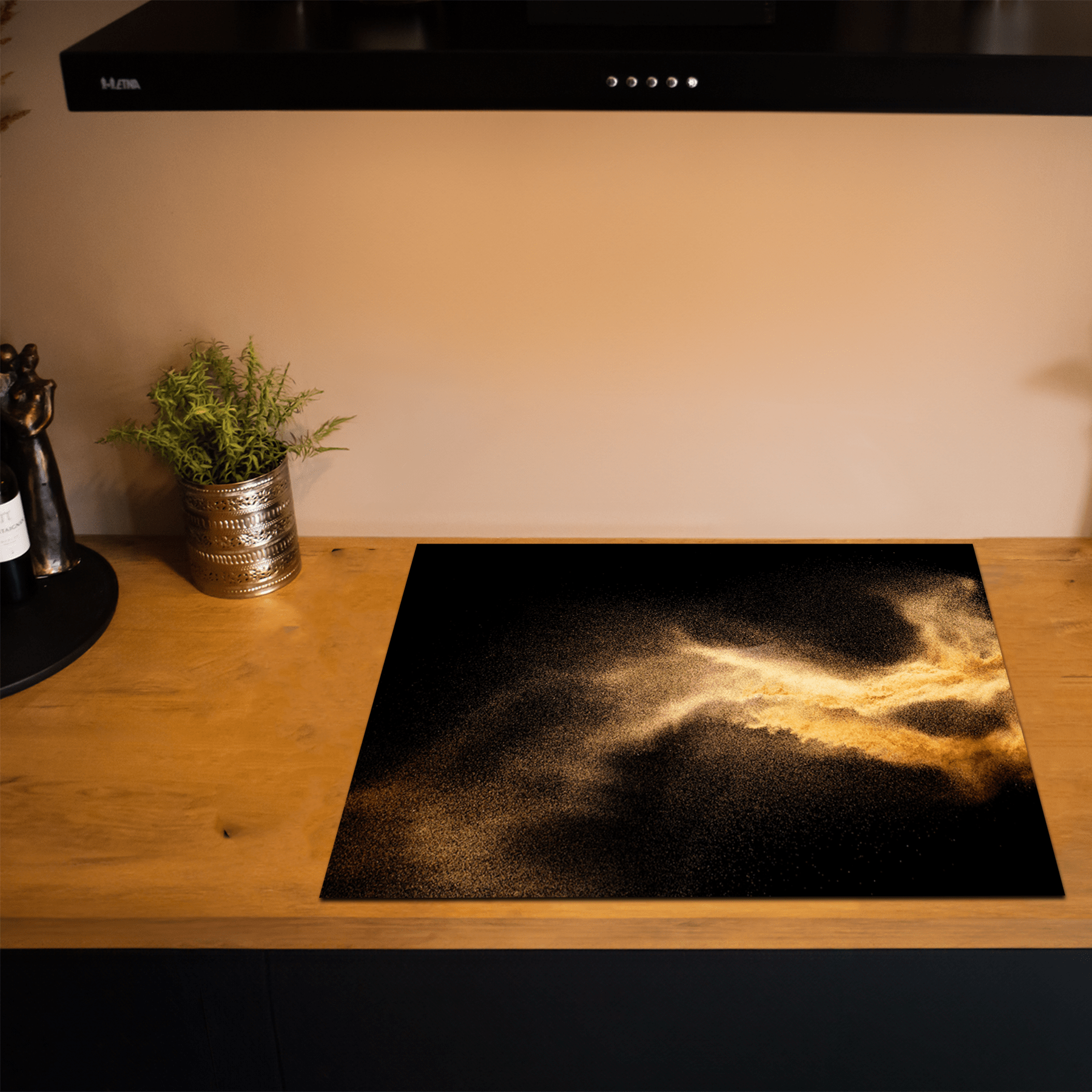 Inductiebeschermer - Black & Gold - Splash - Zand explosie - Inductiebeschermer