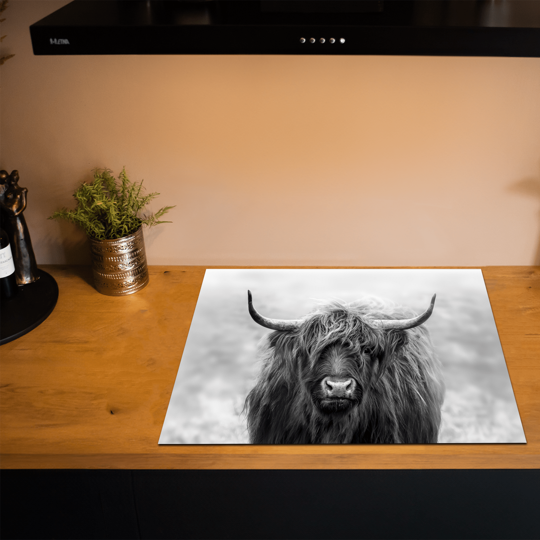 Inductiebeschermer - Schotse Hooglander - Dieren - Zwart - Wit - Inductie Maatje