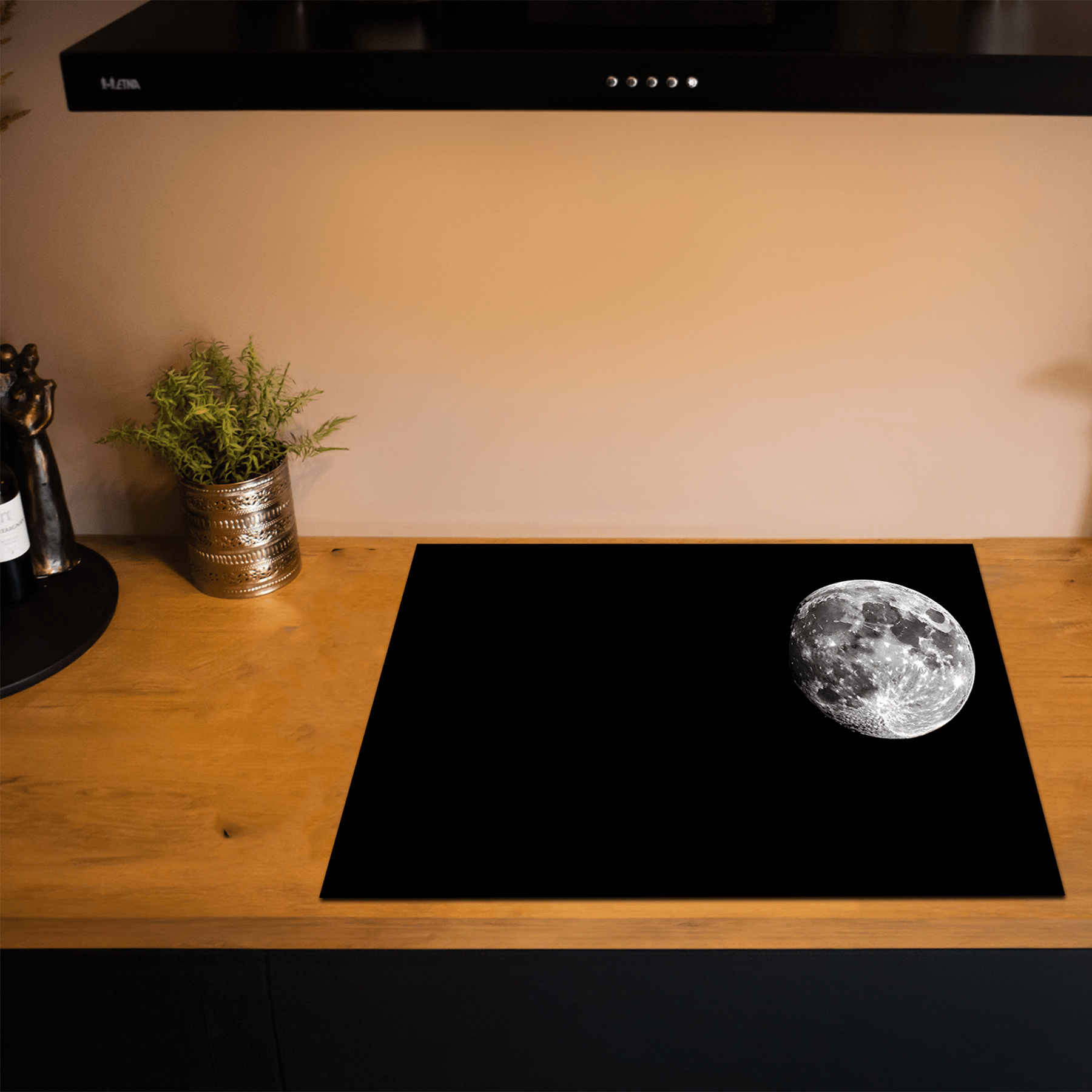 Inductiebeschermer - Maan - Effen - Zwart - Inductie Maatje