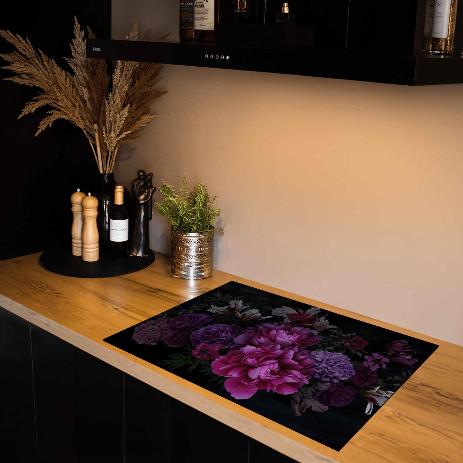 Inductiebeschermer - Bloemen - Boeket - Kleurrijk - Roze - Paars - Inductie Maatje