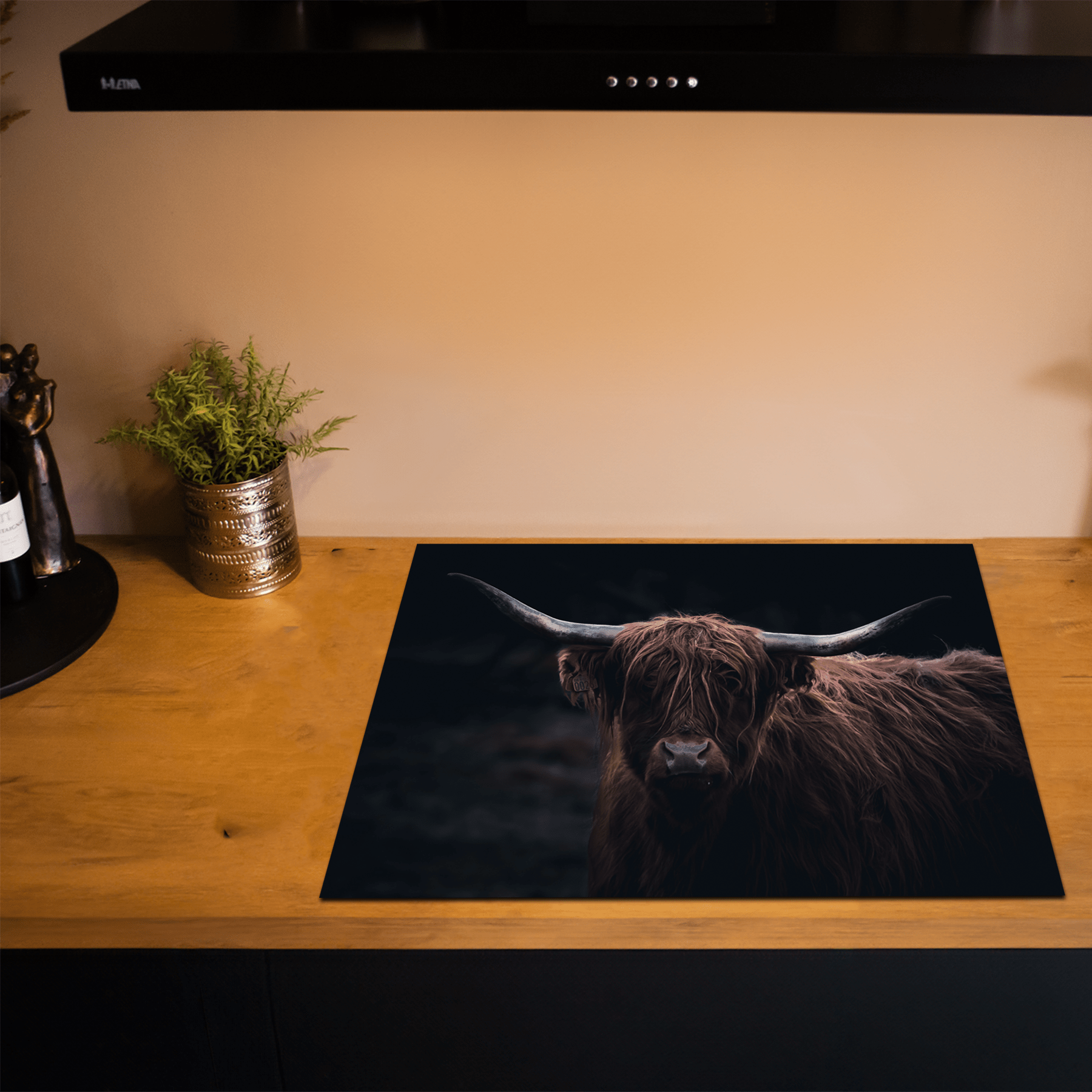 Inductiebeschermer - Schotse Hooglander - Dieren - Natuur - WIld - Bruin - Zwart - Inductie Maatje