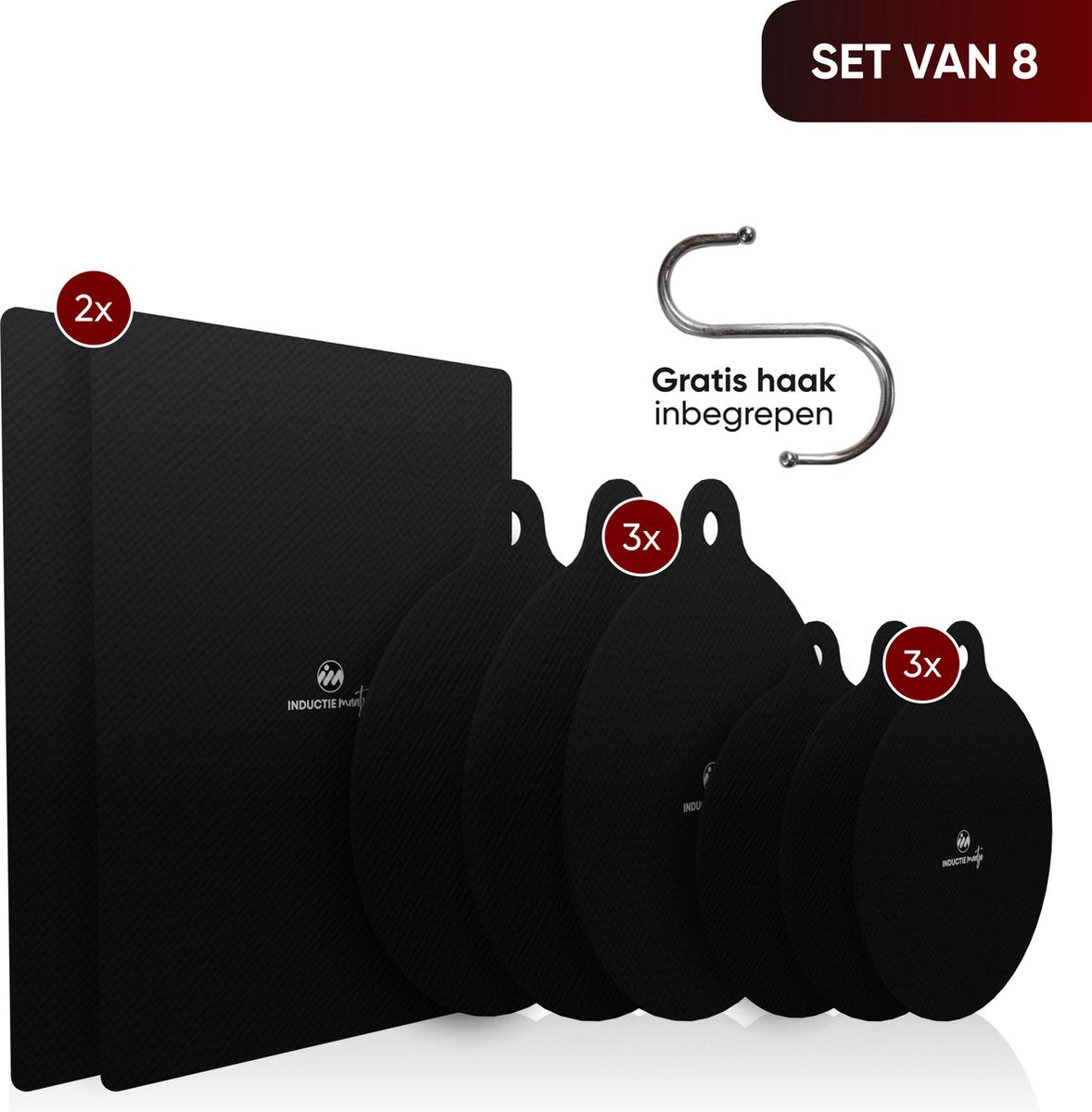 Inductie matjes set van 8 - Zwart - Alles in 1 - Actie