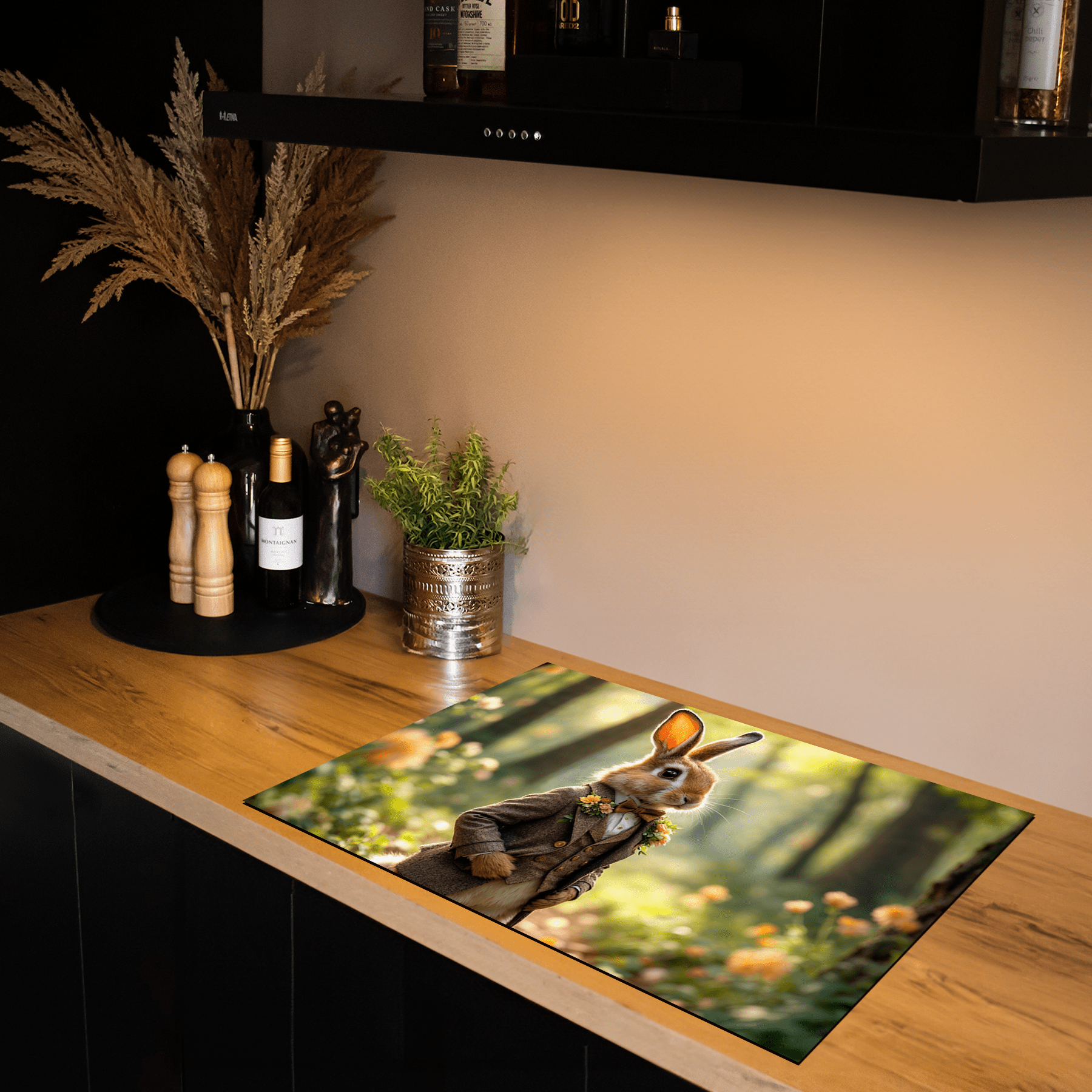 Inductiebeschermer - Dieren portretten - Elegante haas - Inductiebeschermer