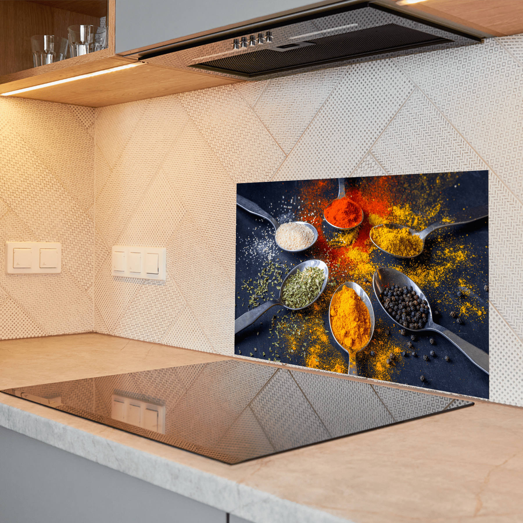Keuken spatscherm Kruiden - Specerijen - Lepels - Rusiek - keuken spatscherm