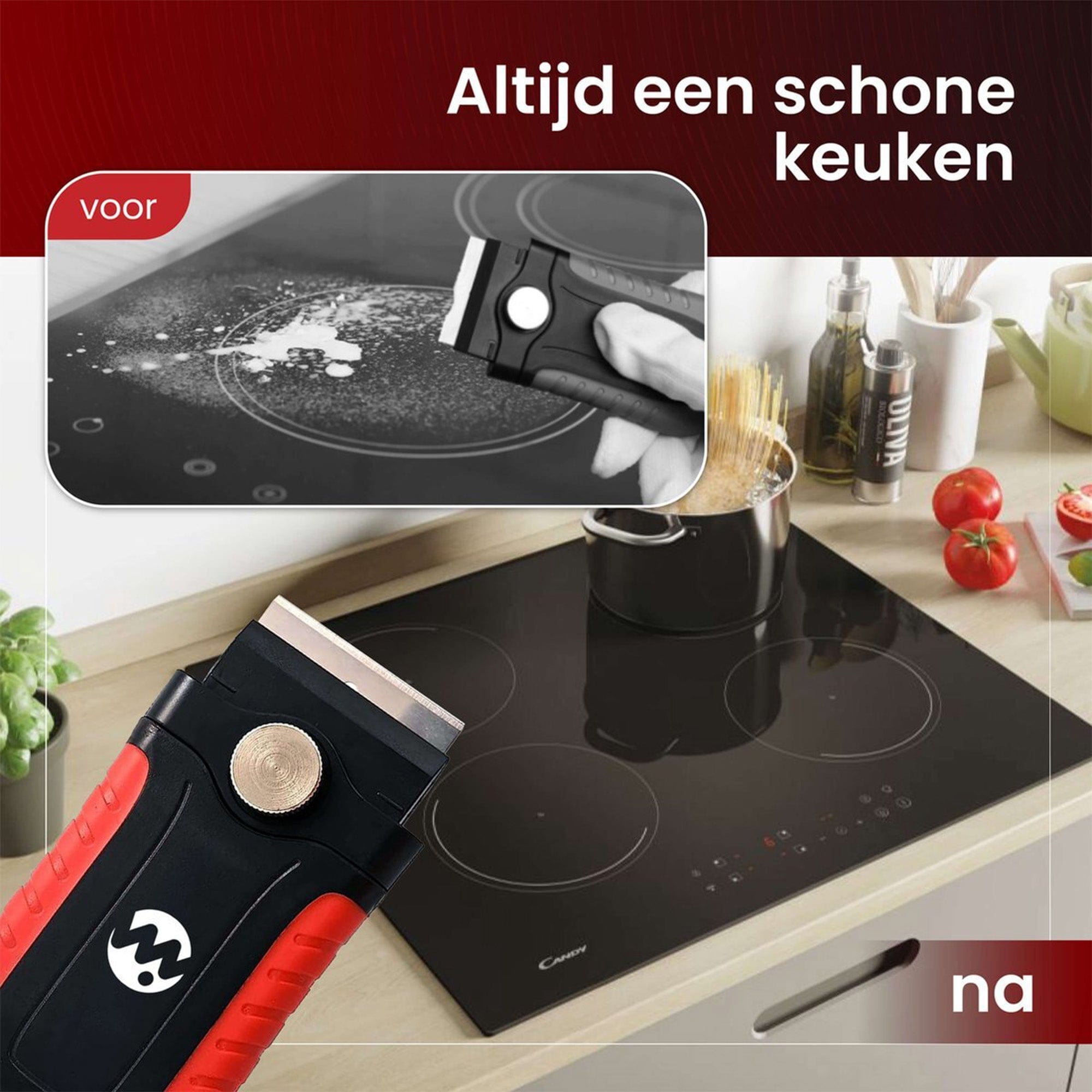 Glasschraper voor je kookplaat- Inclusief 10 mesjes - Inductie Maatje