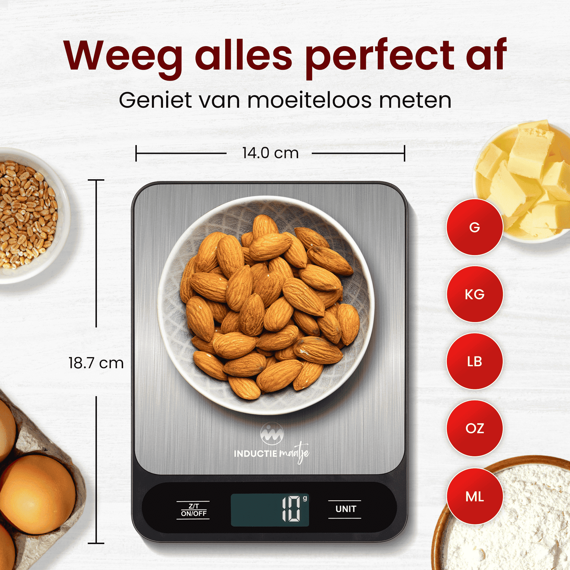 Digitale Küchenwaage – Präzisionswaage – 1 Gramm bis 15 kg – Tara-Funktion – Batterien im Lieferumfang enthalten